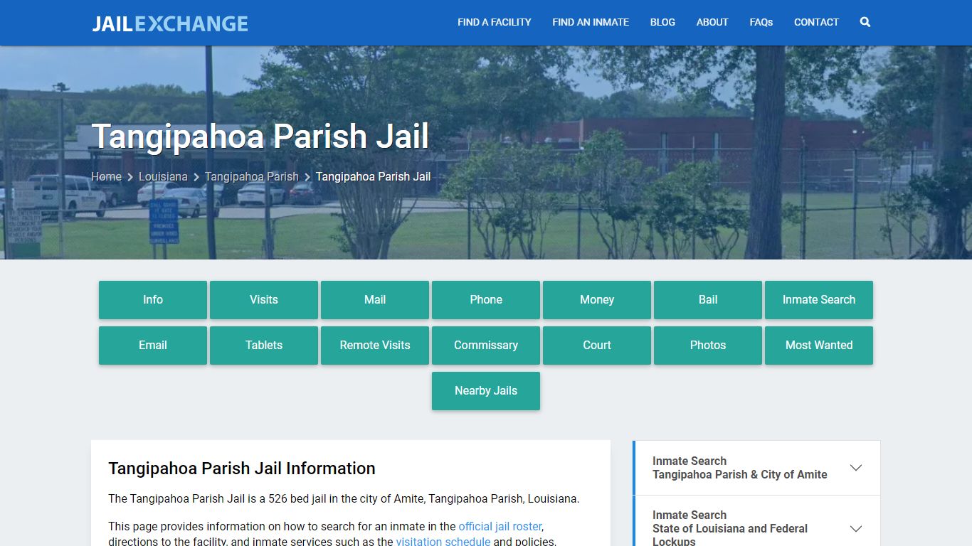 Tangipahoa Parish Jail, LA Inmate Search, Information