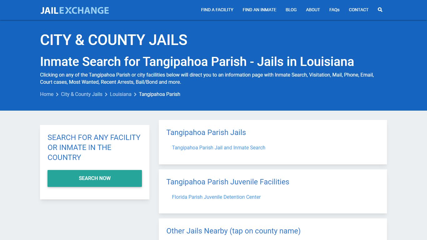 Inmate Search for Tangipahoa Parish | Jails in Louisiana - Jail Exchange